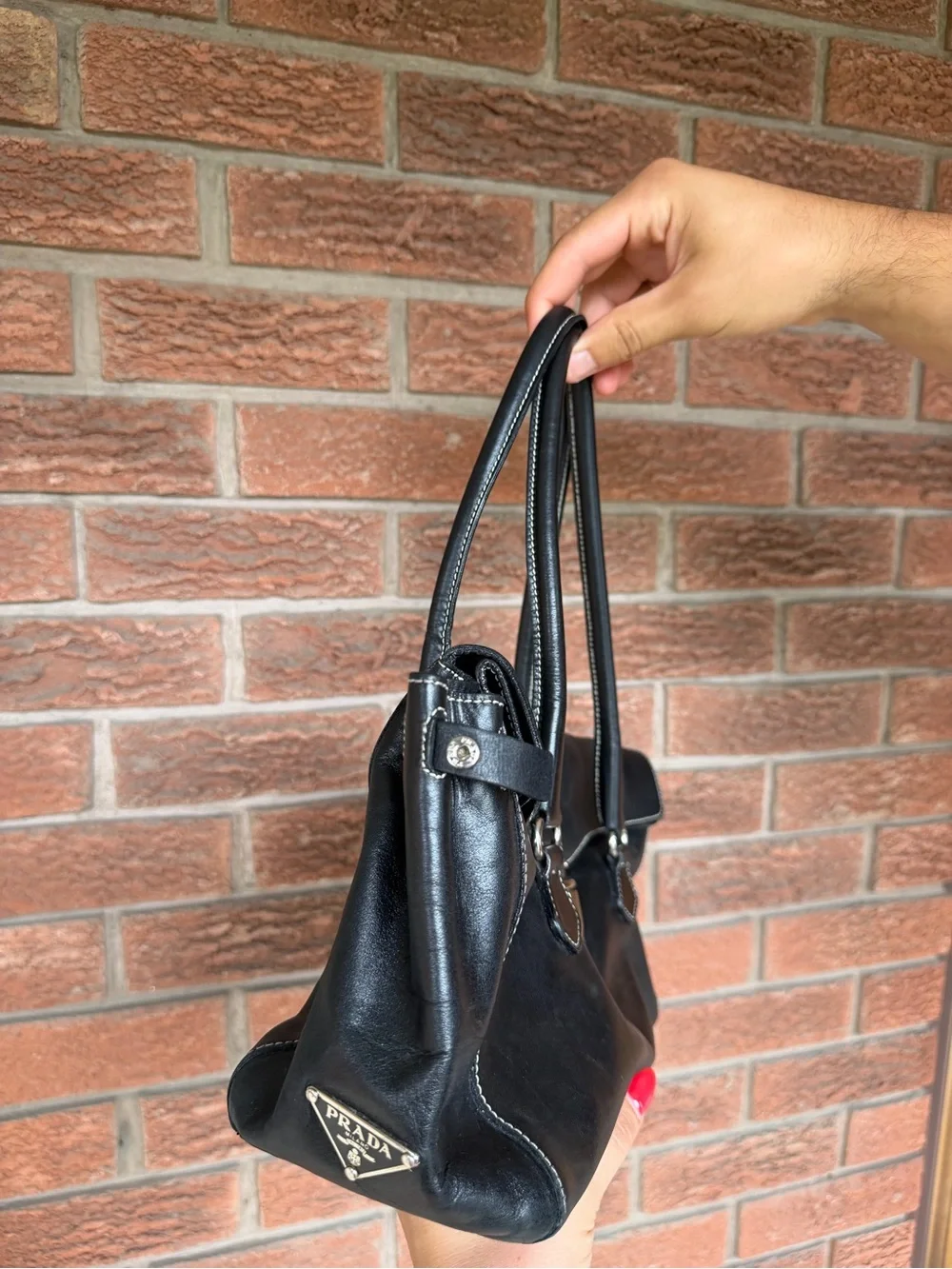 Prada Black Leather Satchel with Silver Hardware - Picture 2 of 7